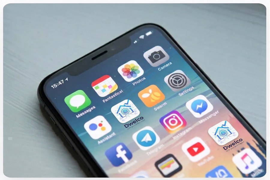 Dwelco app on iPhone home screen — Smart Scanner AI ready to identify any home appliance